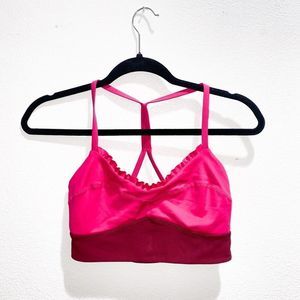Free people movement pink ruffle sports bra